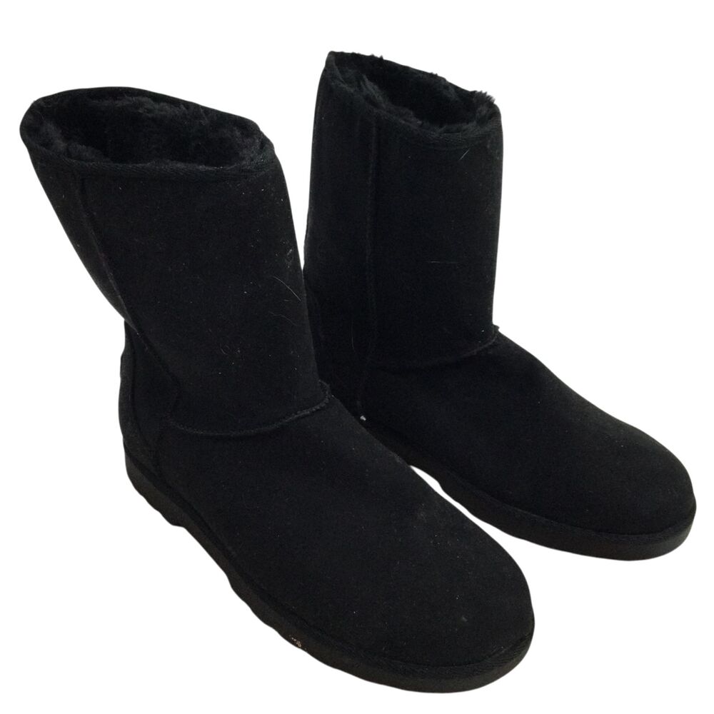 Makalu Womens Shearling-Style Boots Round Toe Pull-On Classic Black Size 9.5M